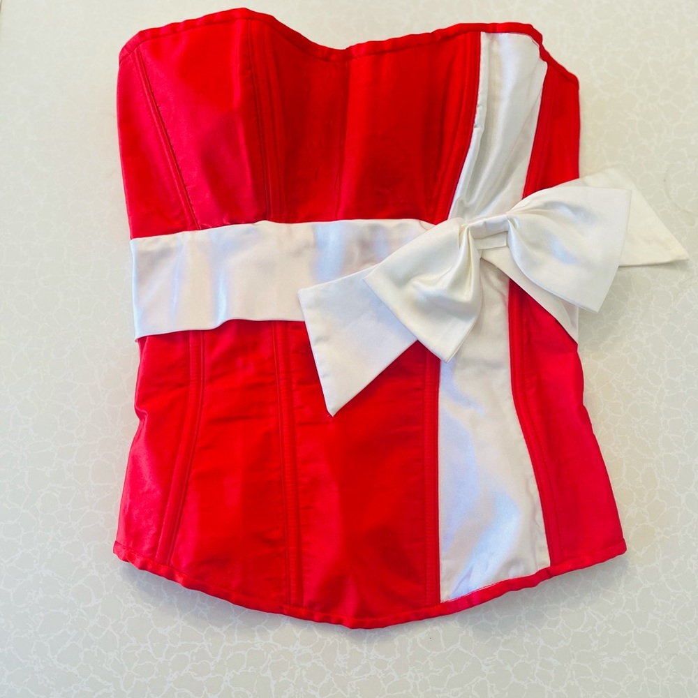 Sexy Red and white holiday bow bustier corset by Leg Avenue